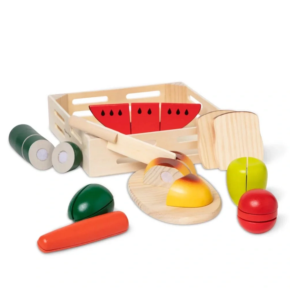 Melissa & Doug Cutting Food 25 Pieces Wooden Set Toy New with Tags